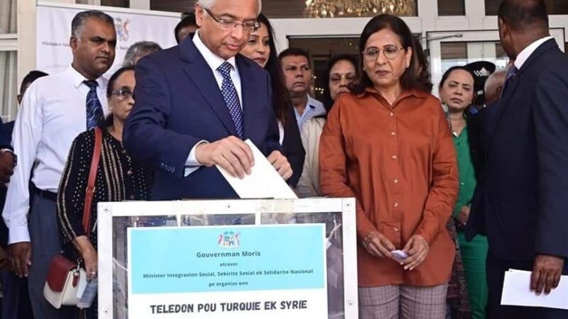 Syria -Turkey earthquake: Mauritian Government donates USD 50 000 to Teledon 2023