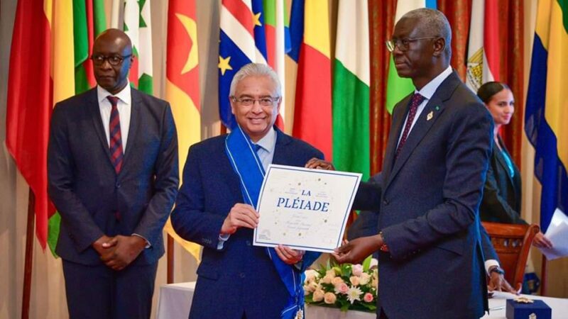 Prime Minister Jugnauth awarded Grand-Croix de l’Ordre de la Pléiade, Ordre de la Francophonie et du dialogue des cultures