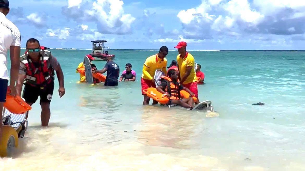 Public Beach: Floating wheelchair to ease access to special needs children